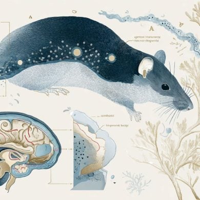 This is a drawing of a shrew and a brain.