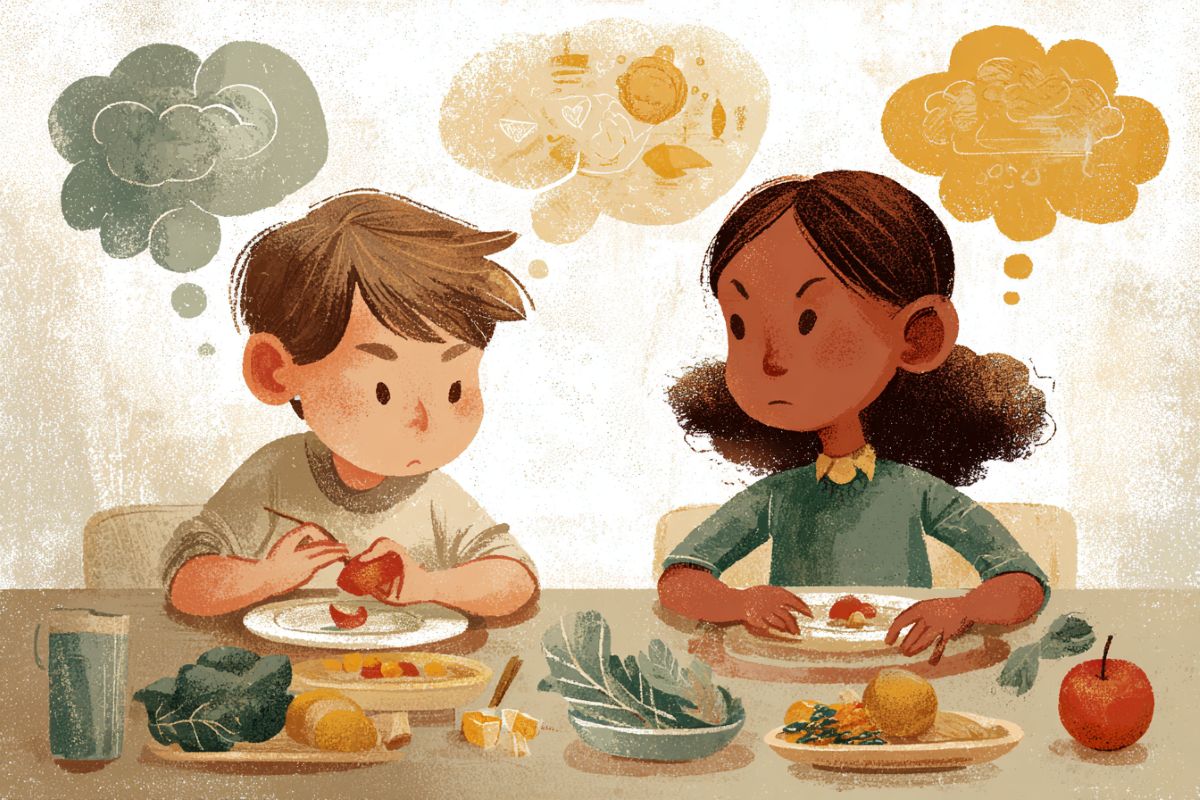 This shows a boy and girl eating a snack.