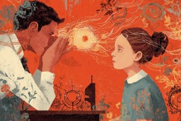 This shows a child talking to a doctor.
