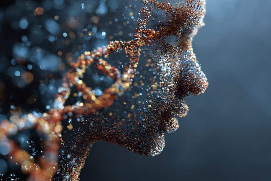 This shows DNA and a person's head.