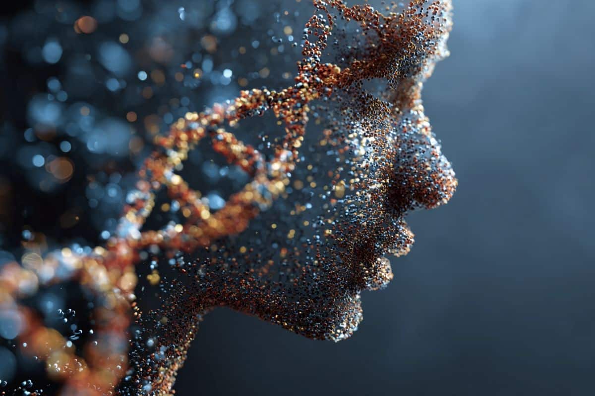 This shows DNA and a person's head.