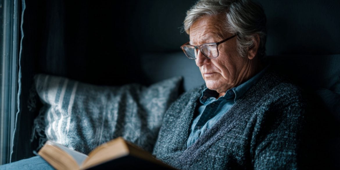 This shows a man reading.