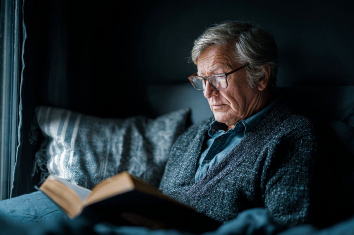 This shows a man reading.
