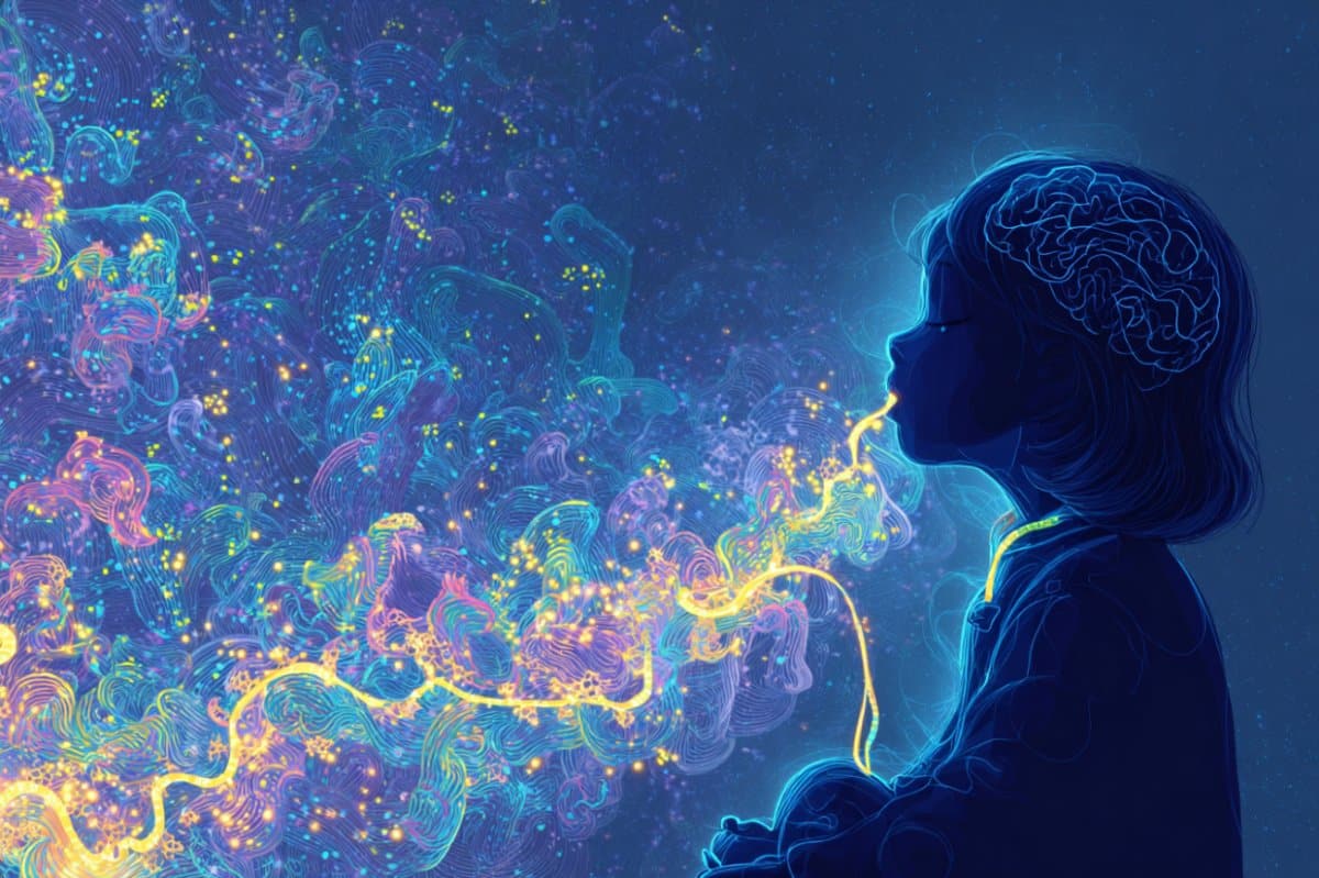 This shows a child surrounded by bacteria.