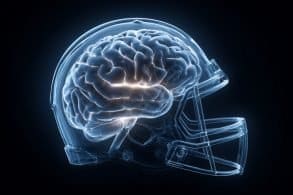This shows a brain in a helmet.