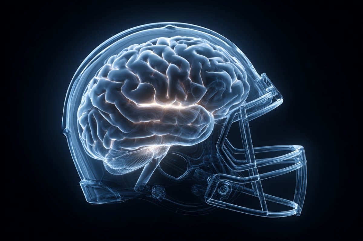 This shows a brain in a helmet.