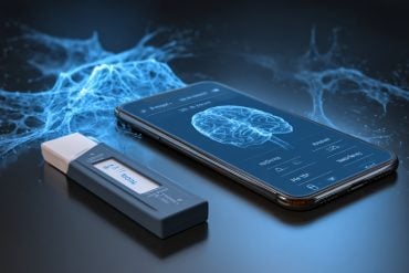 This shows a cell phone, neurons and a sensor.