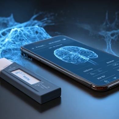 This shows a cell phone, neurons and a sensor.