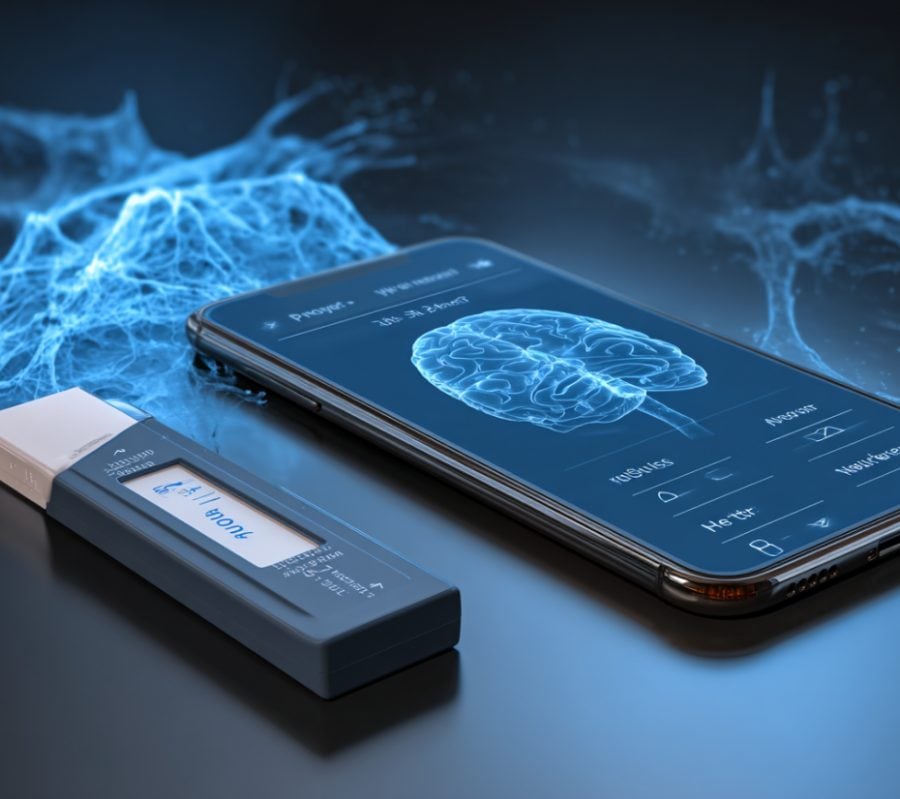 This shows a cell phone, neurons and a sensor.