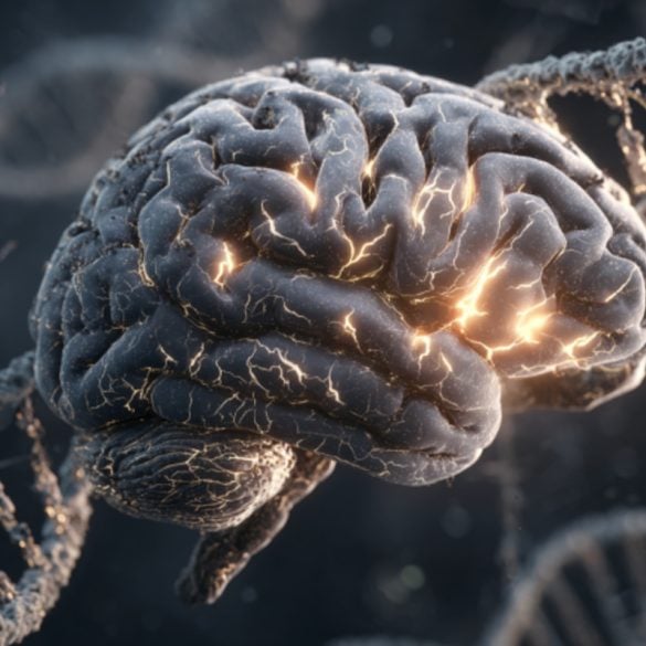This shows a brain and DNA.