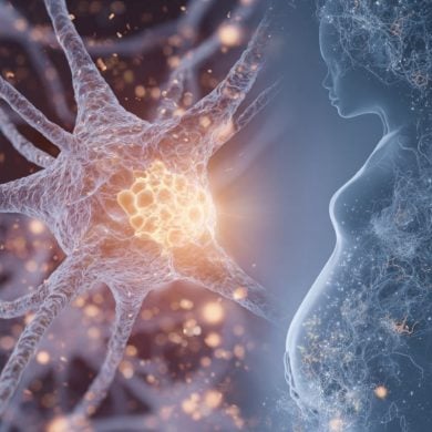 This shows a neuron and pregnant woman.