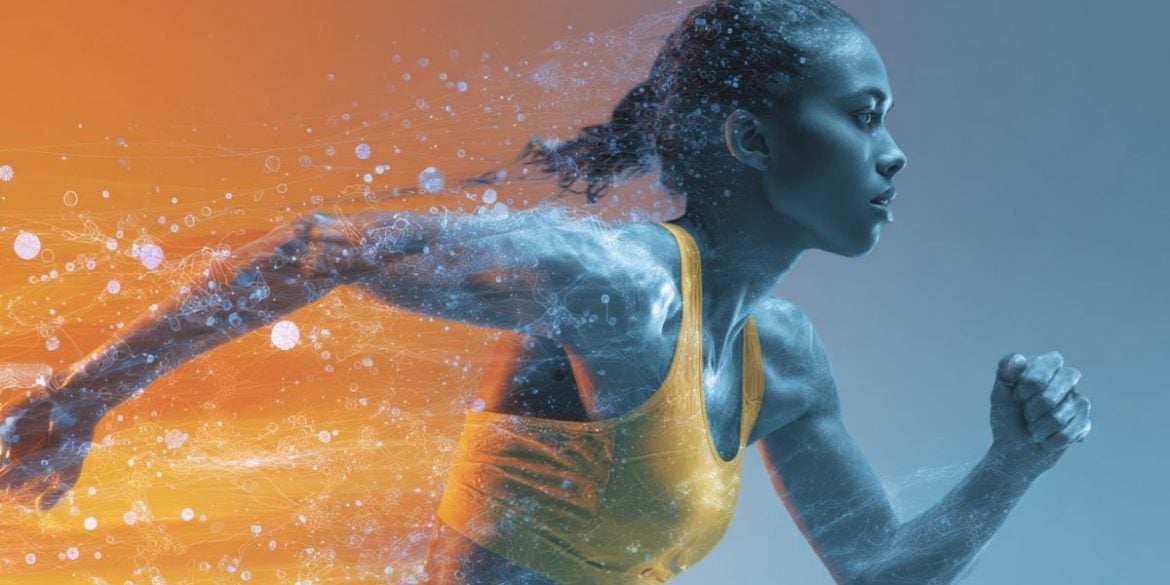 This shows a woman running.