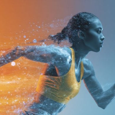 This shows a woman running.