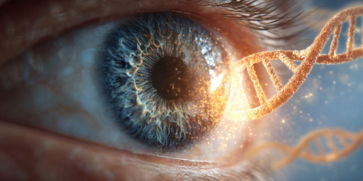 This shows an eye and DNA.