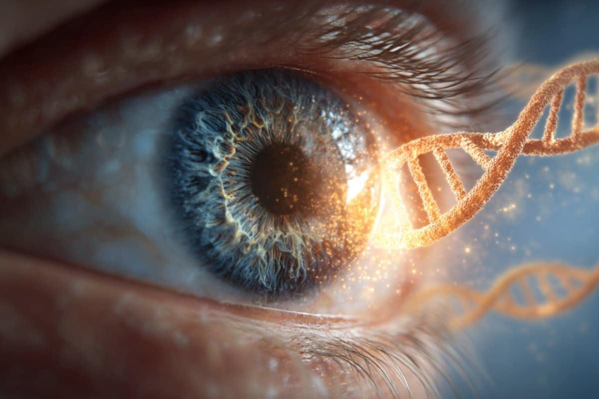 This shows an eye and DNA.