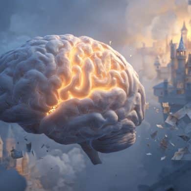 This shows a brain and a castle in the clouds.