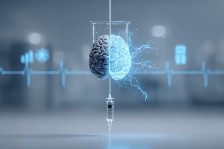 This shows a brain and a syringe.