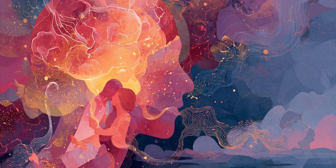 This shows a woman and a brain.