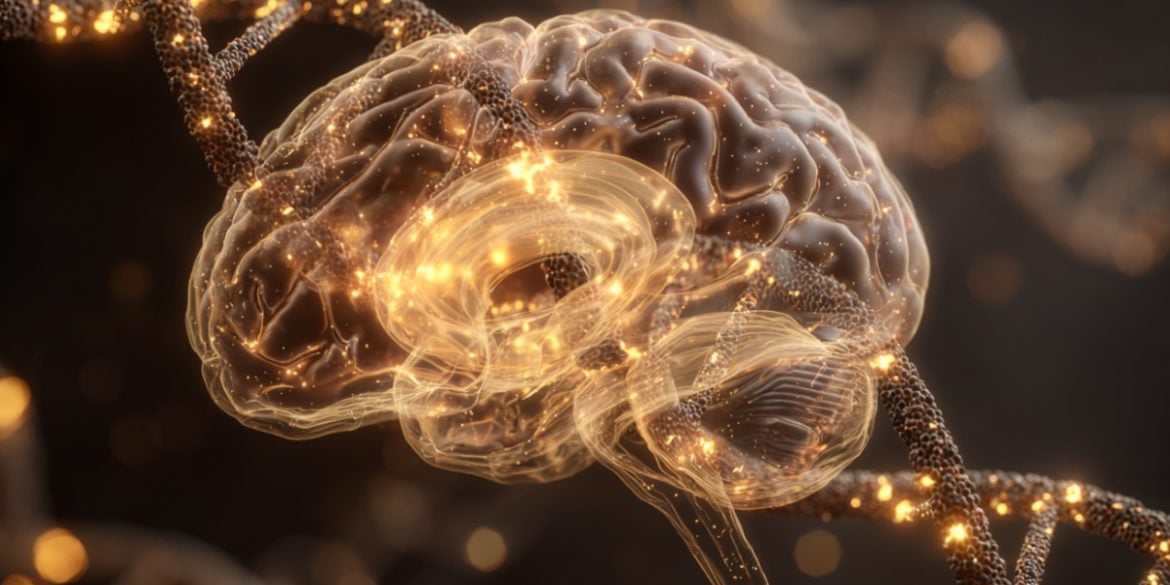 This shows a brain and DNA.