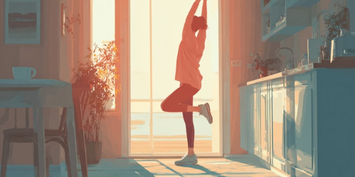 This shows a woman stretching.