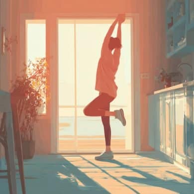 This shows a woman stretching.