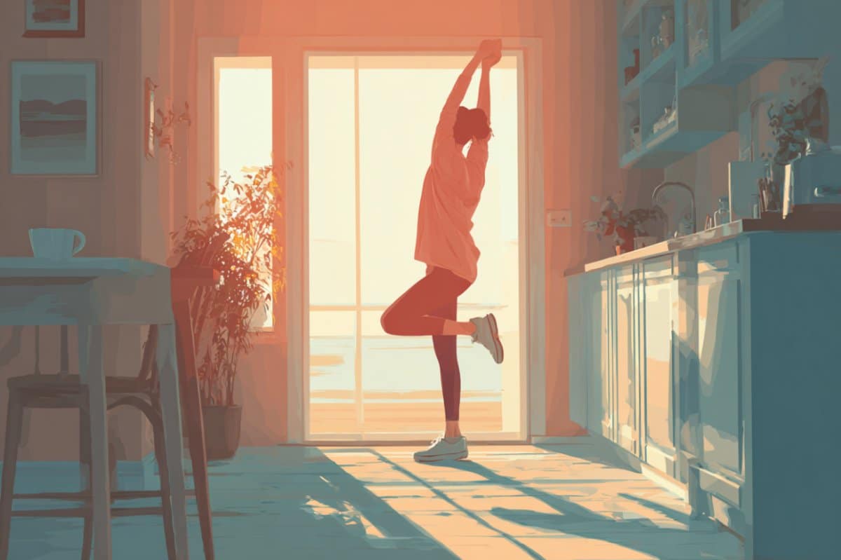 This shows a woman stretching.