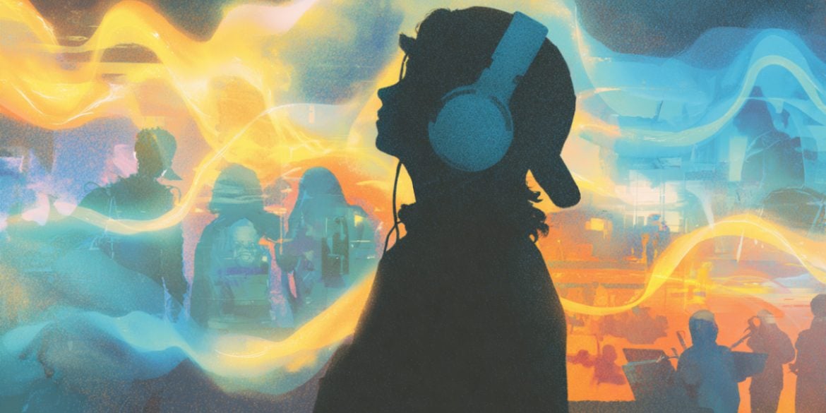 This shows a teenager wearing headphones.