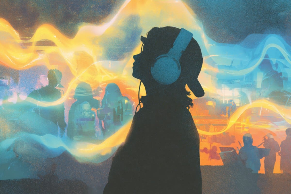 This shows a teenager wearing headphones.