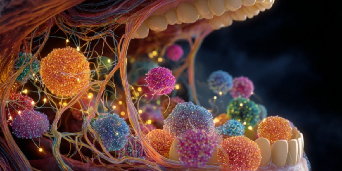This shows bacteria in a mouth.