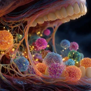 This shows bacteria in a mouth.