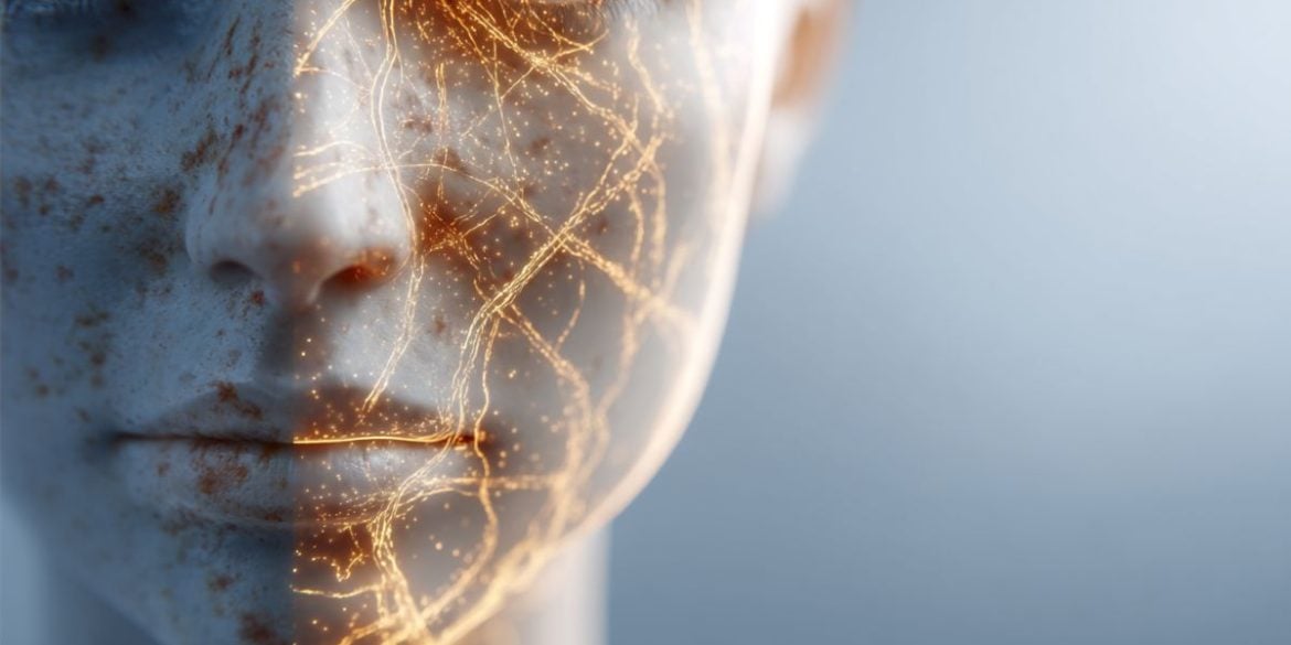 This shows a woman with a rash on her face.