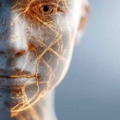 This shows a woman with a rash on her face.