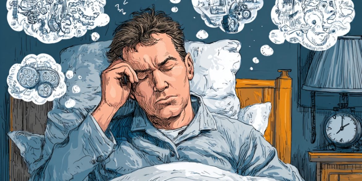 This shows a person trying to sleep.