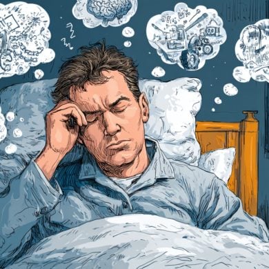 This shows a person trying to sleep.