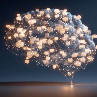 This shows a brain and chat bubbles.