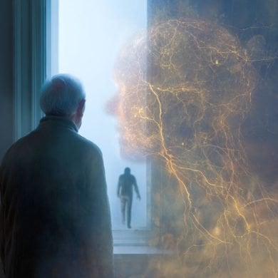 This shows the outline of a person's head and an older man.