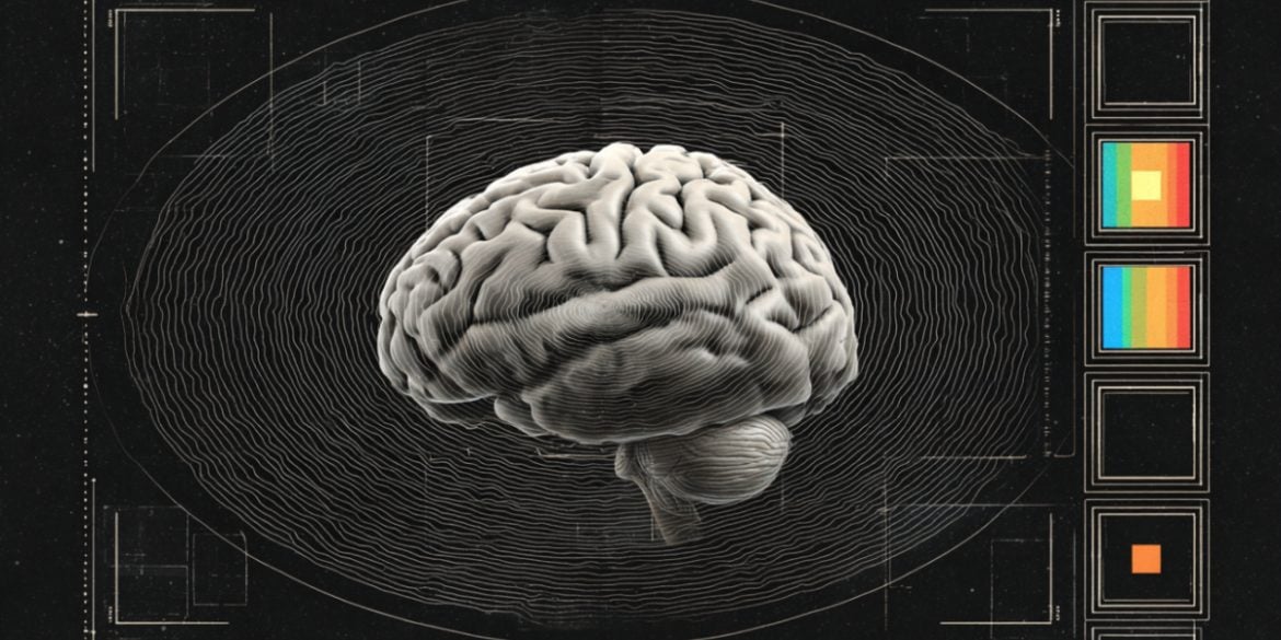 This shows a brain surrounded by waves.