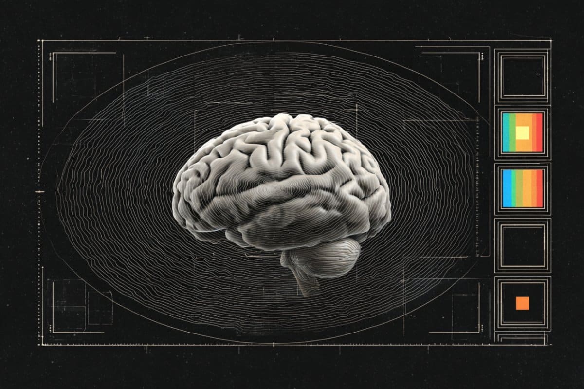 This shows a brain surrounded by waves.