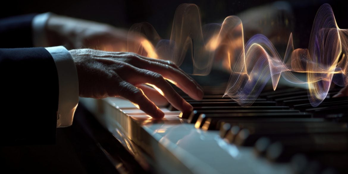 This shows a person playing piano.