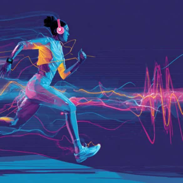 This shows a woman running while listening to music.