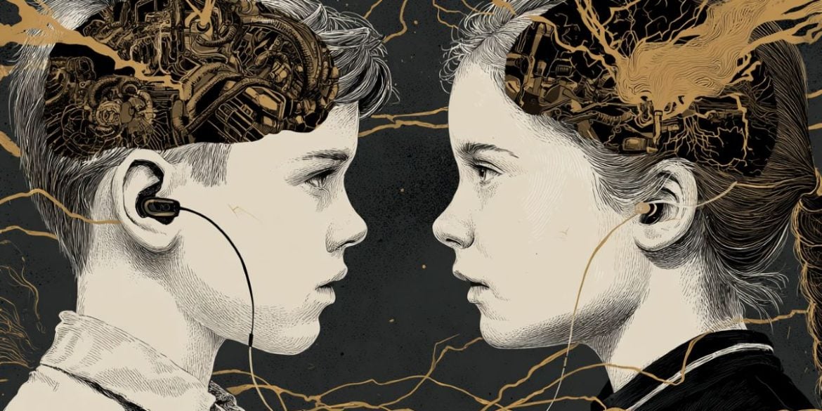 This shows a boy and a girl, and their brains.