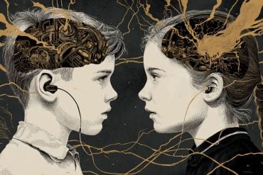 This shows a boy and a girl, and their brains.