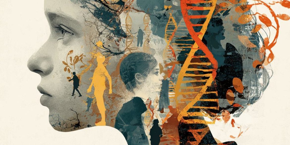 This shows a child's head and DNA.