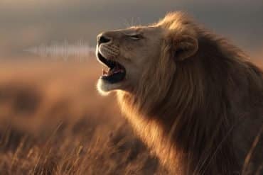 This shows a lion roaring.