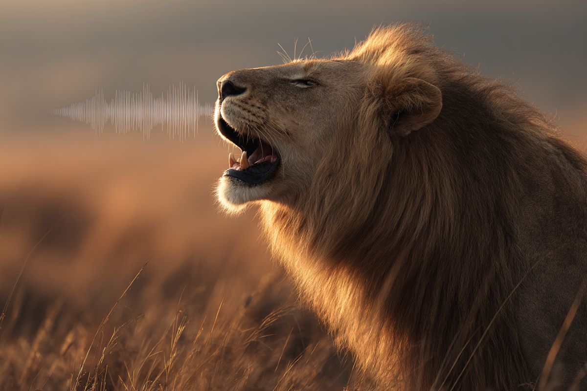 This shows a lion roaring.