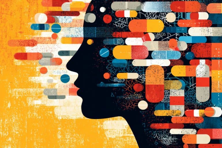 This shows a head and pills.