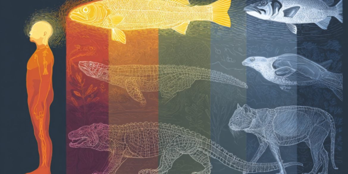 This shows the outline of a person and vertebrates.