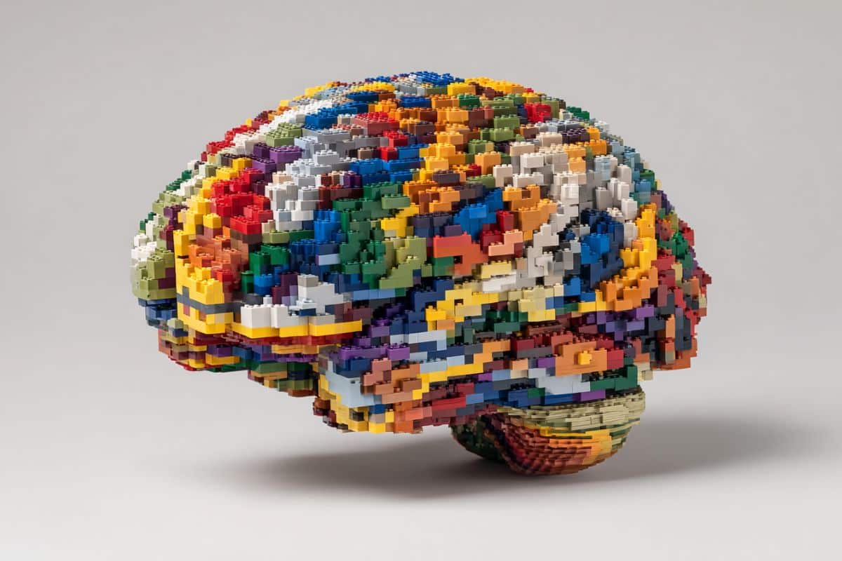 This shows a brain made of legos.