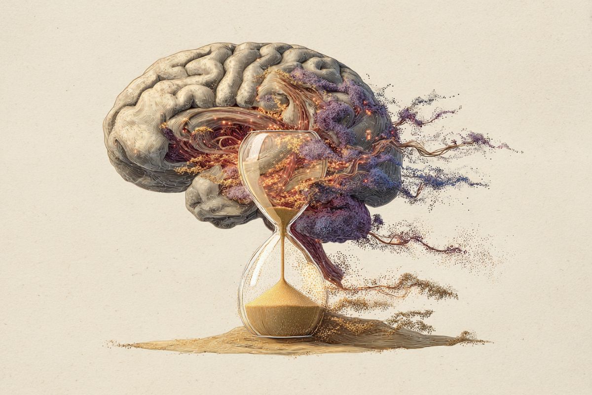 This shows a brain and an hour glass.