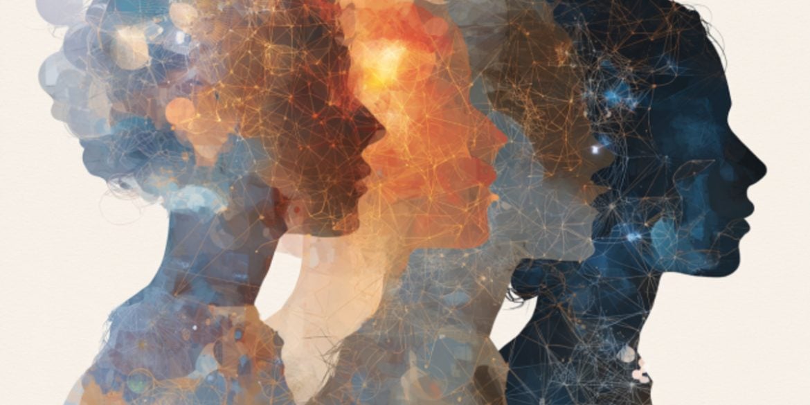 This shows the outline of three heads.